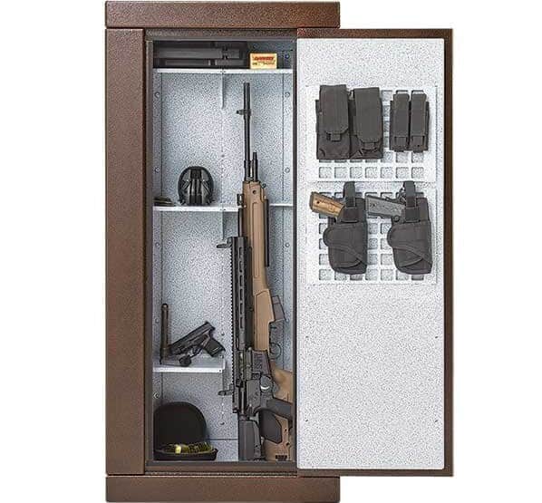 Steelhead Outdoors gun safe with shelving and guns