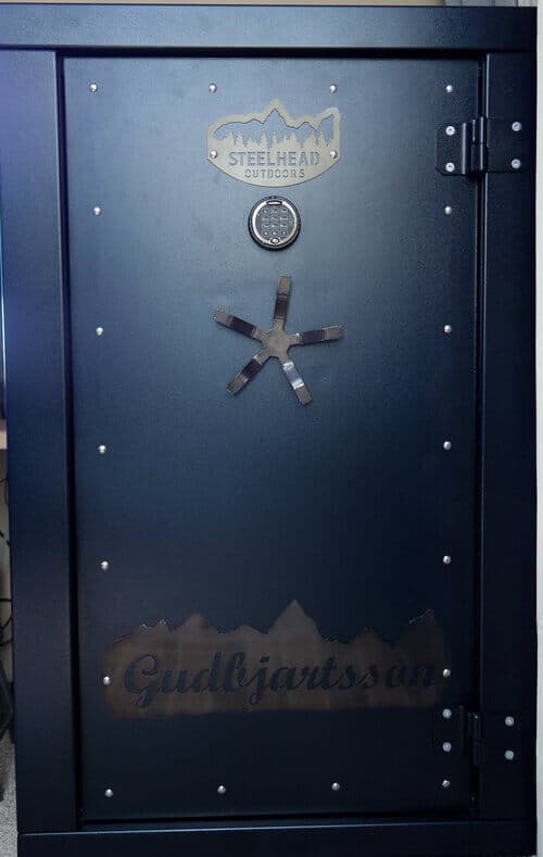 Steelhead Outdoors custom gun safe with logo